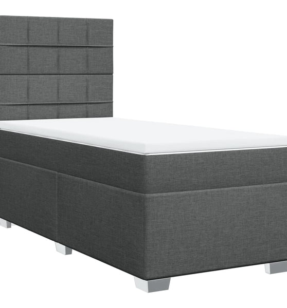 Boxspringbett mit Matratze Dunkelgrau 90x200 cm Stoff