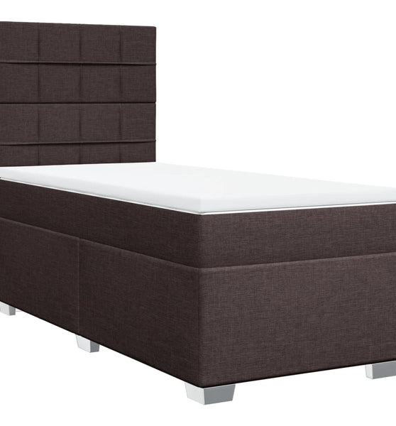 Boxspringbett mit Matratze Dunkelbraun 90x200 cm Stoff