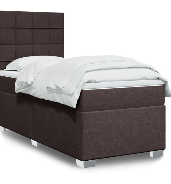 Boxspringbett mit Matratze Dunkelbraun 90x200 cm Stoff
