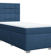 Boxspringbett mit Matratze Blau 90x200 cm Stoff