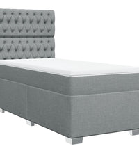 Boxspringbett mit Matratze Hellgrau 90x200 cm Stoff