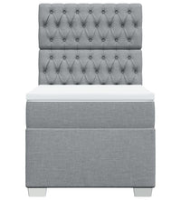 Boxspringbett mit Matratze Hellgrau 90x200 cm Stoff