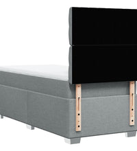 Boxspringbett mit Matratze Hellgrau 90x200 cm Stoff