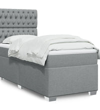 Boxspringbett mit Matratze Hellgrau 90x200 cm Stoff