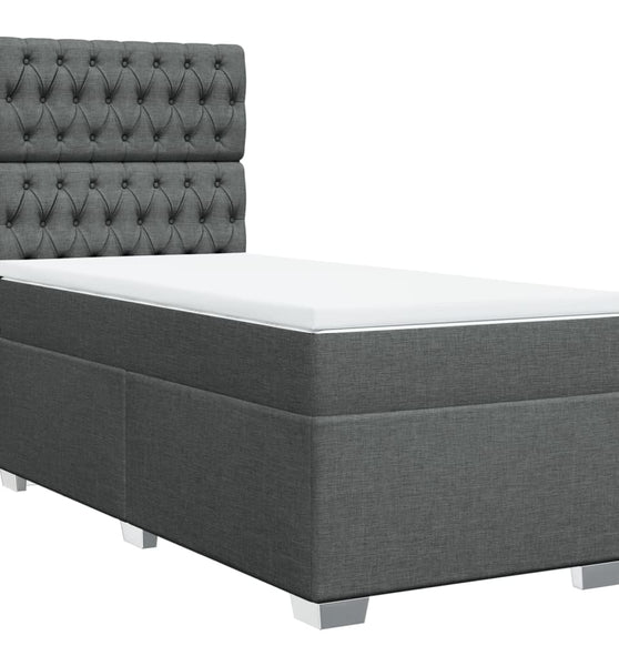 Boxspringbett mit Matratze Dunkelgrau 90x200 cm Stoff