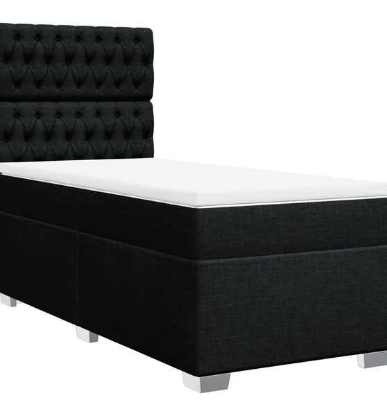 Boxspringbett mit Matratze Schwarz 90x200 cm Stoff