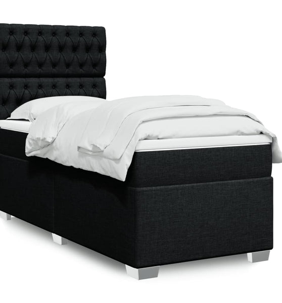 Boxspringbett mit Matratze Schwarz 90x200 cm Stoff