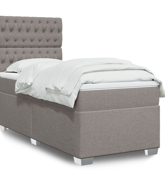 Boxspringbett mit Matratze Taupe 90x200 cm Stoff