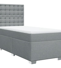 Boxspringbett mit Matratze Hellgrau 90x200 cm Stoff
