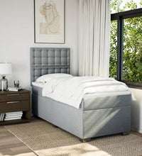 Boxspringbett mit Matratze Hellgrau 90x200 cm Stoff