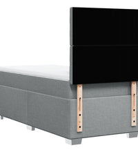 Boxspringbett mit Matratze Hellgrau 90x200 cm Stoff