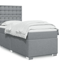 Boxspringbett mit Matratze Hellgrau 90x200 cm Stoff