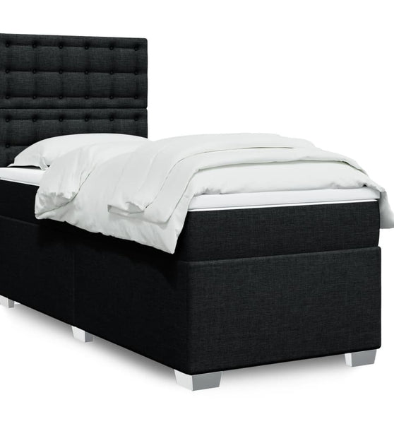 Boxspringbett mit Matratze Schwarz 90x200 cm Stoff