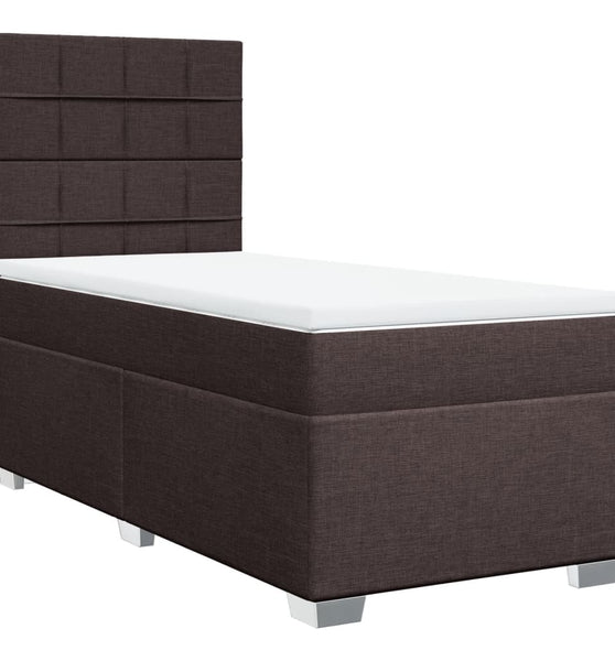 Boxspringbett mit Matratze Dunkelbraun 100x200 cm Stoff