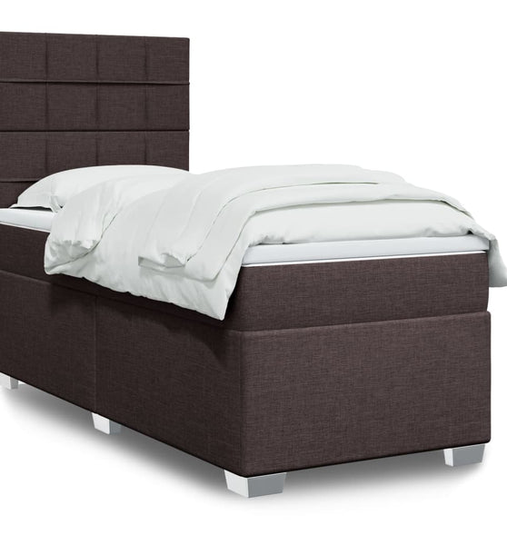 Boxspringbett mit Matratze Dunkelbraun 100x200 cm Stoff