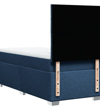 Boxspringbett mit Matratze Blau 100x200 cm Stoff