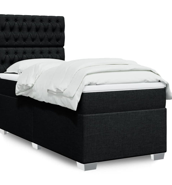 Boxspringbett mit Matratze Schwarz 100x200 cm Stoff