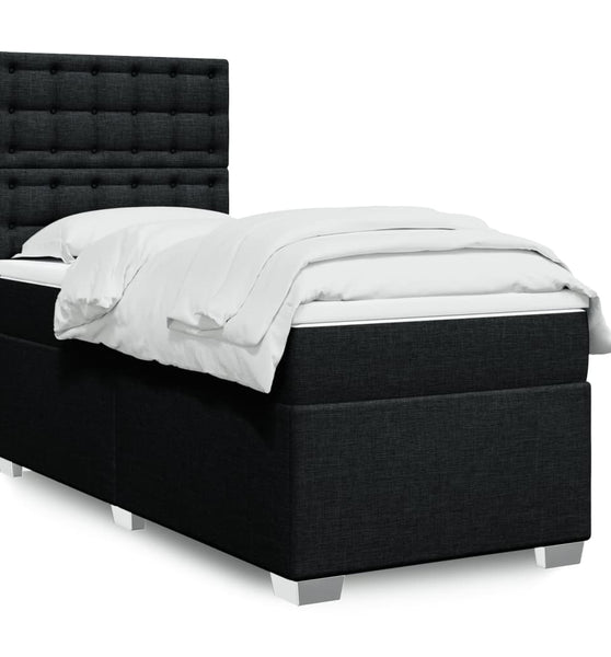 Boxspringbett mit Matratze Schwarz 100x200 cm Stoff