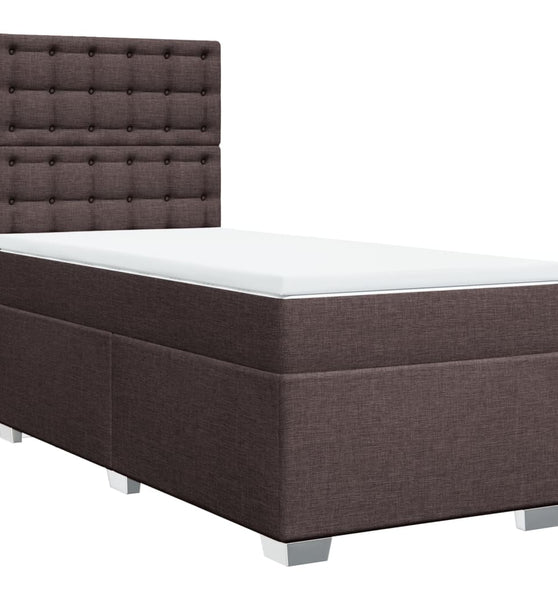 Boxspringbett mit Matratze Dunkelbraun 100x200 cm Stoff