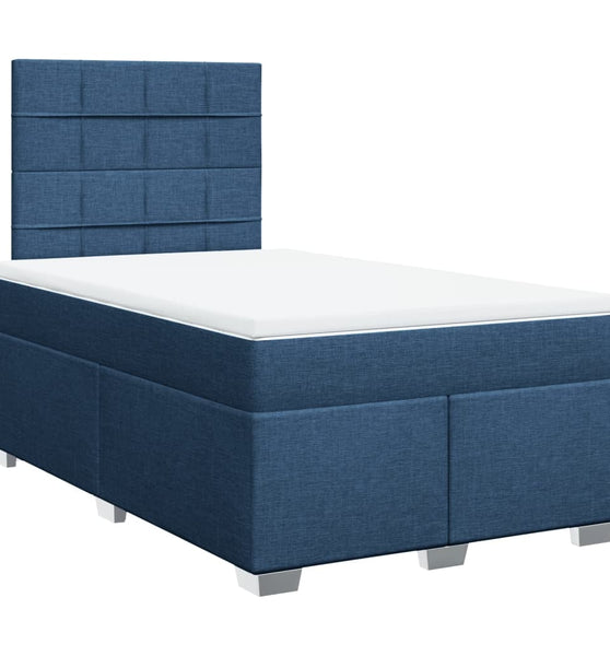 Boxspringbett mit Matratze Blau 120x190 cm Stoff