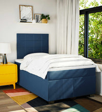 Boxspringbett mit Matratze Blau 120x190 cm Stoff