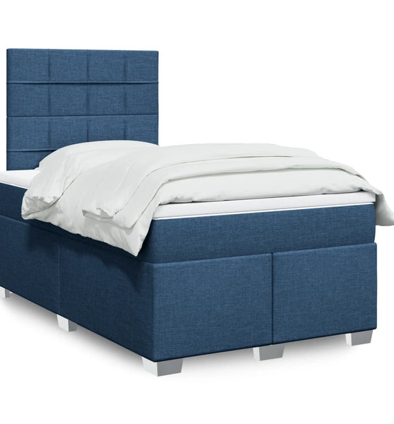 Boxspringbett mit Matratze Blau 120x190 cm Stoff