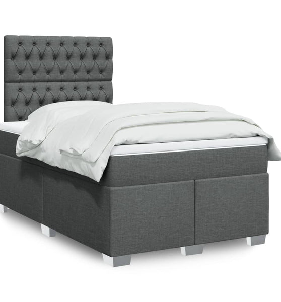 Boxspringbett mit Matratze Dunkelgrau 120x190 cm Stoff