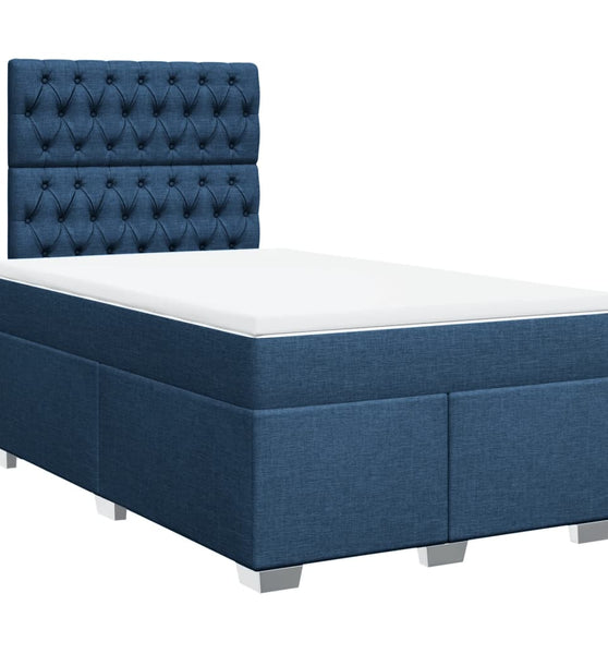 Boxspringbett mit Matratze Blau 120x190 cm Stoff