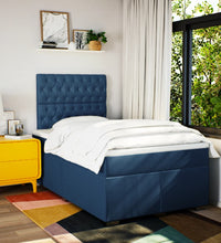 Boxspringbett mit Matratze Blau 120x190 cm Stoff