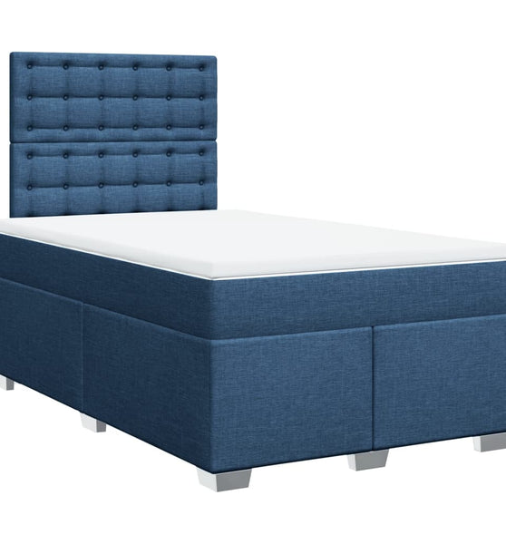 Boxspringbett mit Matratze Blau 120x190 cm Stoff