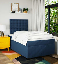 Boxspringbett mit Matratze Blau 120x190 cm Stoff