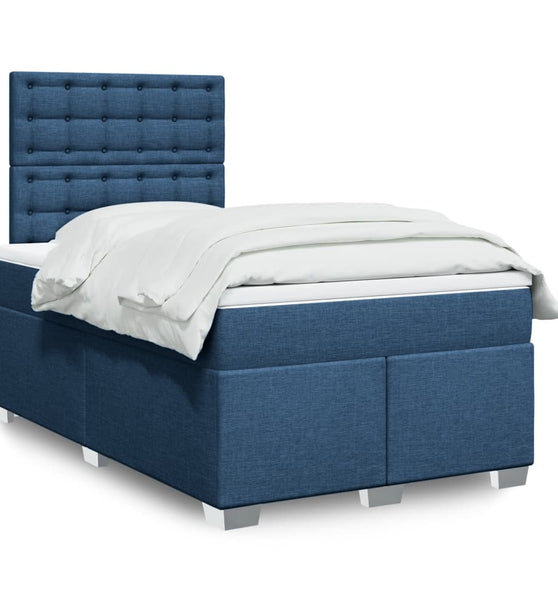 Boxspringbett mit Matratze Blau 120x190 cm Stoff