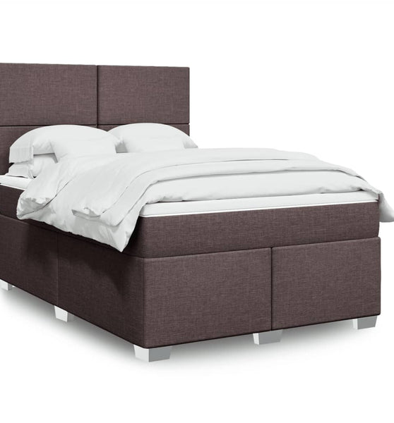 Boxspringbett mit Matratze Dunkelbraun 140x200 cm Stoff