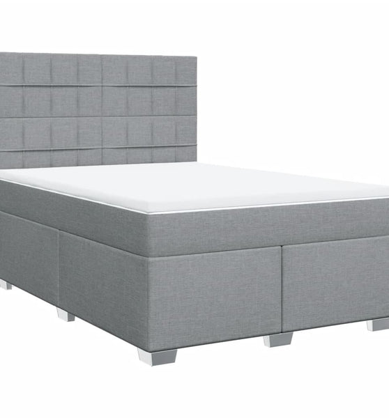 Boxspringbett mit Matratze Hellgrau 140x200 cm Stoff