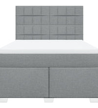 Boxspringbett mit Matratze Hellgrau 140x200 cm Stoff