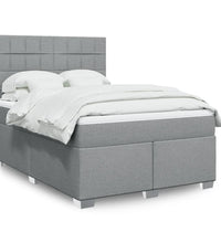 Boxspringbett mit Matratze Hellgrau 140x200 cm Stoff