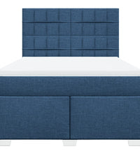 Boxspringbett mit Matratze Blau 140x200 cm Stoff