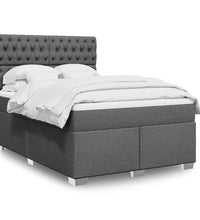 Boxspringbett mit Matratze Dunkelgrau 140x200 cm Stoff