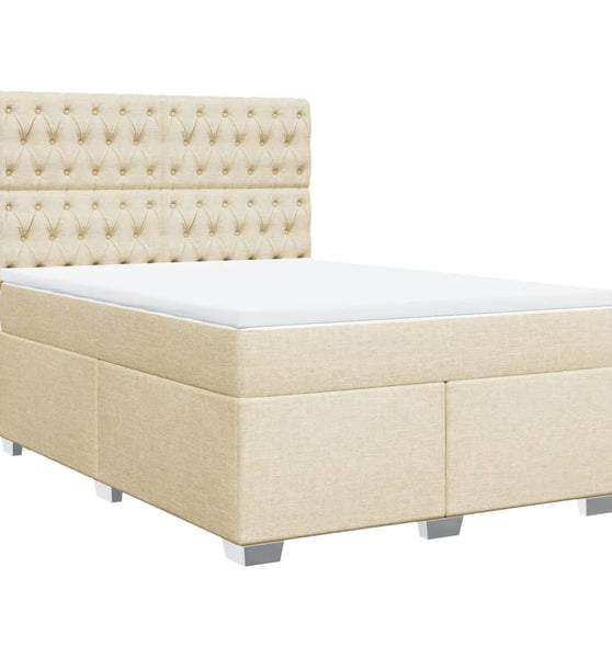 Boxspringbett mit Matratze Creme 140x200 cm Stoff
