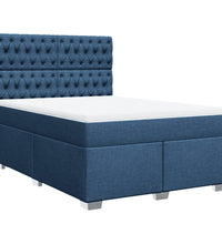 Boxspringbett mit Matratze Blau 140x200 cm Stoff