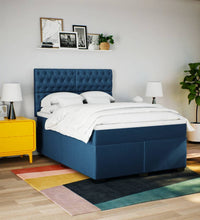 Boxspringbett mit Matratze Blau 140x200 cm Stoff