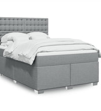 Boxspringbett mit Matratze Hellgrau 140x200 cm Stoff