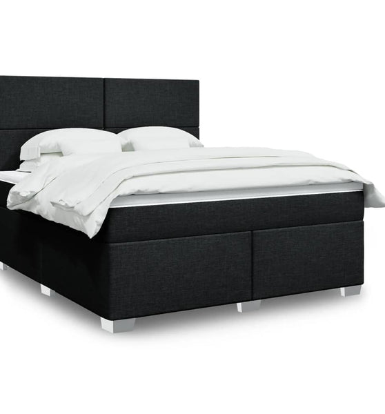 Boxspringbett mit Matratze Schwarz 180x200 cm Stoff