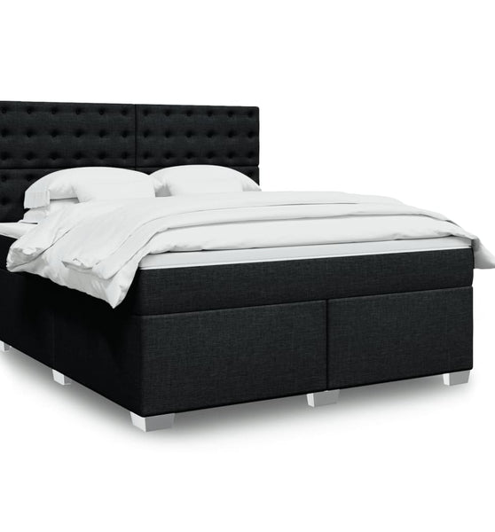 Boxspringbett mit Matratze Schwarz 180x200 cm Stoff