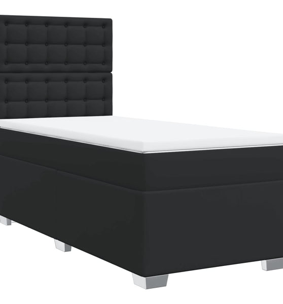 Boxspringbett mit Matratze Schwarz 80x200 cm Kunstleder