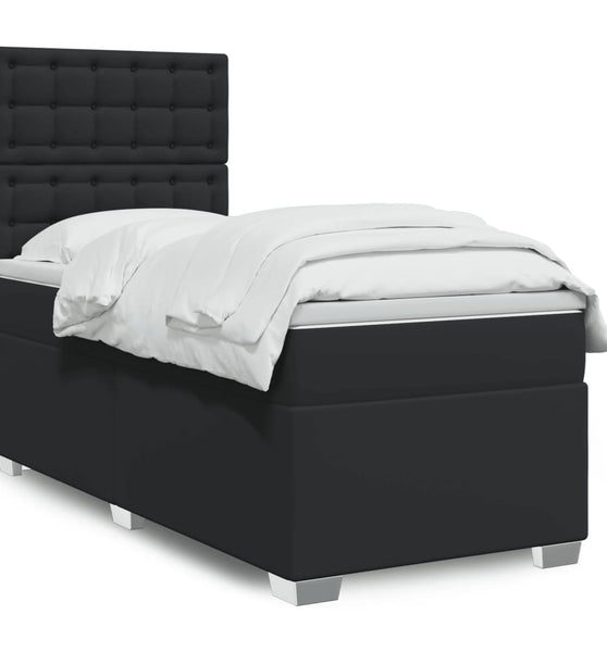 Boxspringbett mit Matratze Schwarz 80x200 cm Kunstleder