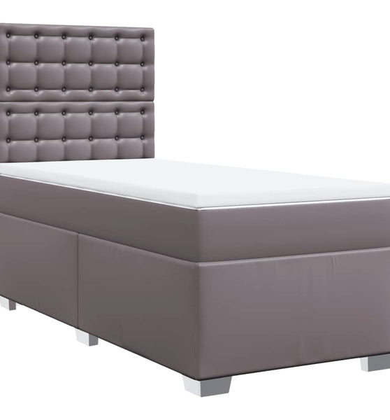 Boxspringbett mit Matratze Grau 90x190 cm Kunstleder