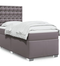 Boxspringbett mit Matratze Grau 90x190 cm Kunstleder