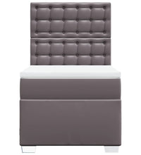 Boxspringbett mit Matratze Grau 90x200 cm Kunstleder