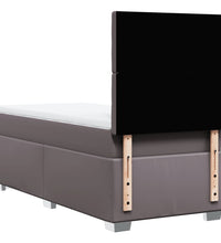 Boxspringbett mit Matratze Grau 90x200 cm Kunstleder